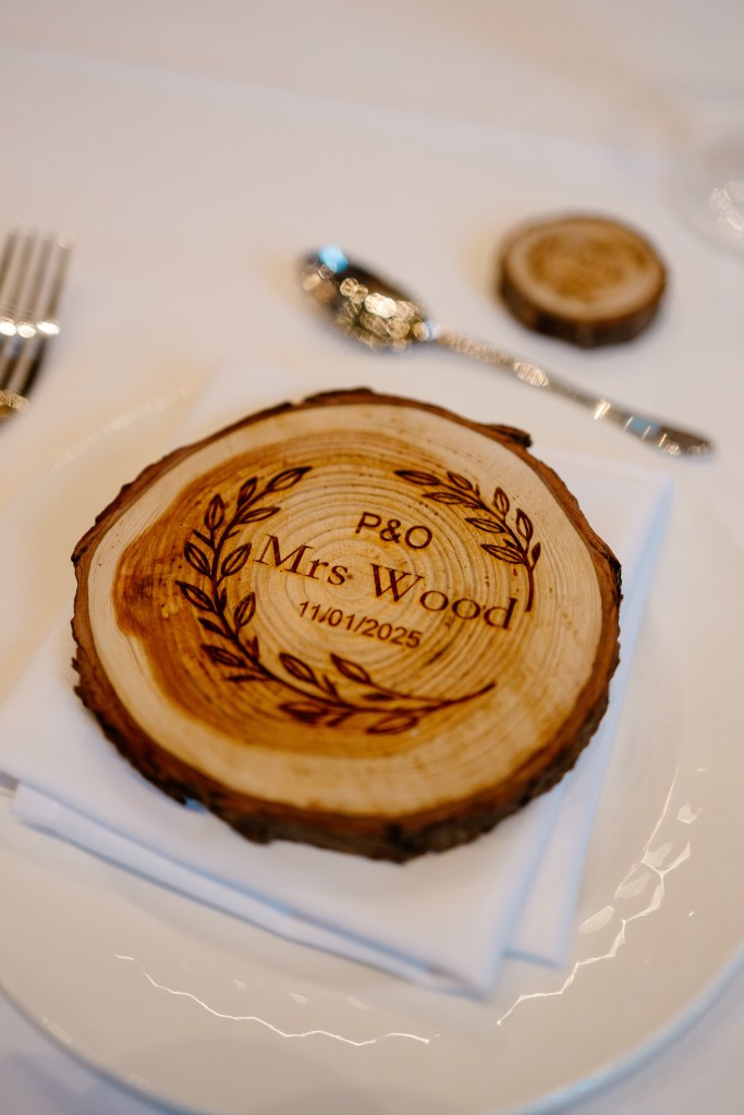 Handmade engraved wooden wedding keepsakes, available for custom order in Bristol, UK -Wedding Photo Location -Priston Mill, Bath, Somerset